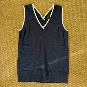 Ann Taylor Navy Sleeveless V-Neck Top
